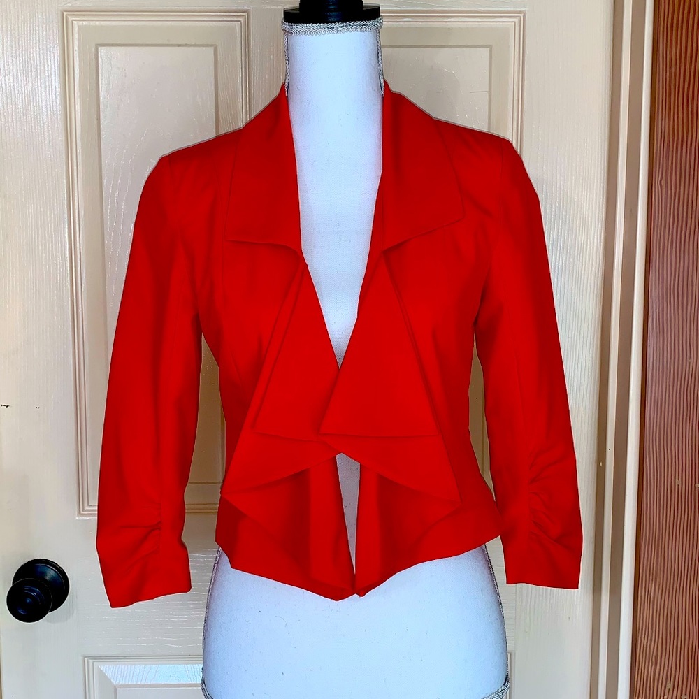 👔🟥 3/$12! Red Forever 21 draped 3/4-sleeve cropped blazer